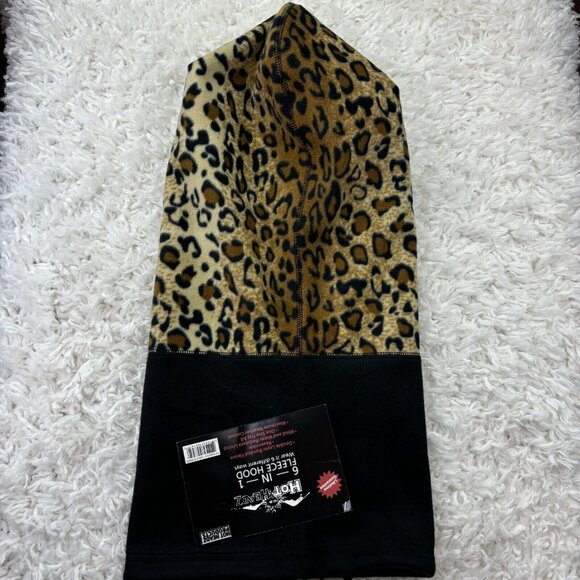 Hot Headz 6-IN-1 Fleece Hood Black Hat Animal Print One Size Fits All NWT - Picture 7 of 10